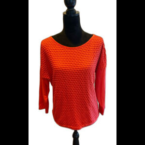 Ruby Rd. Womens Blouse Size Medium Top Tangerine Orange Unique Overlay + Stretch
